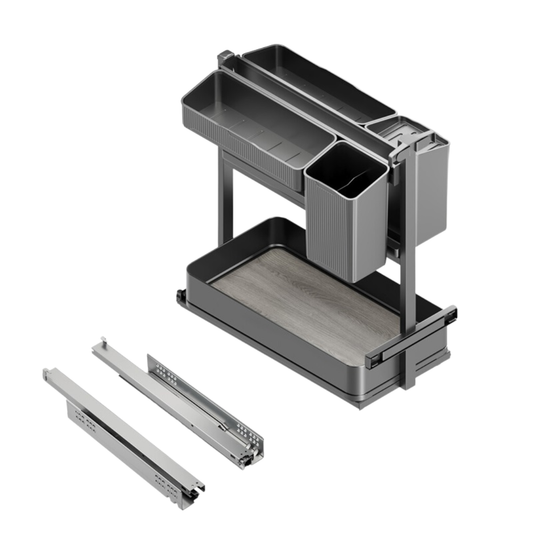 Cos Jolly și accesorii Harmony, 300 mm, H700 mm, extracție totala și amortizare, oțel și lemn