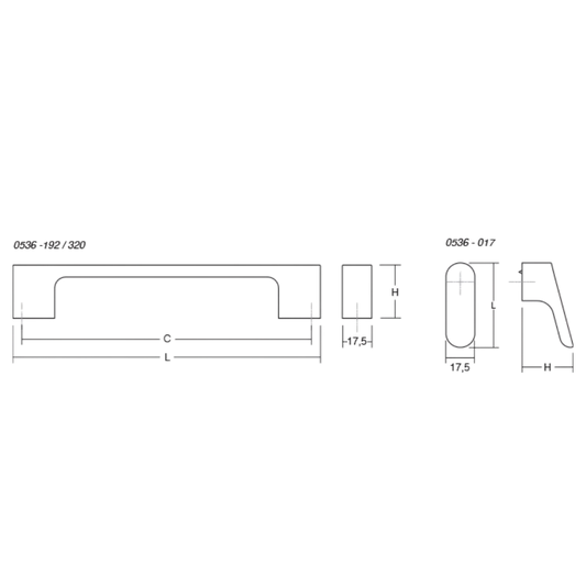 Mâner pentru mobilier, Luv, L:330
