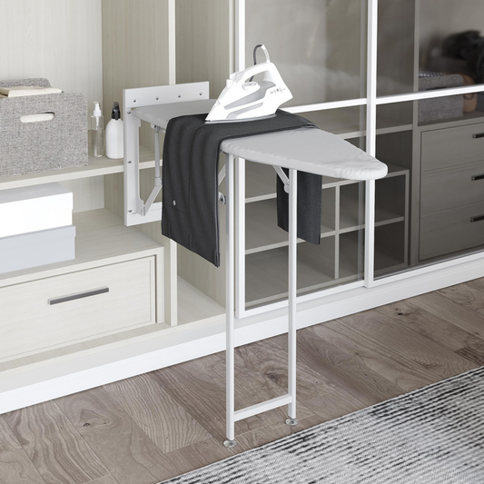 Masă de călcat extractibilă, alb, cu amortizare, Starax