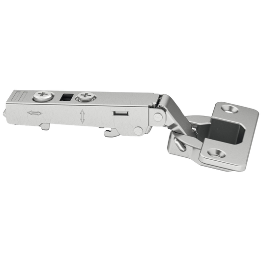 Balama Häfele Metalla M310 SM CLIP, deschidere 110°, pentru ușă mobilier aplicată+Plăcuță de montaj pentru balamale Häfele Metalla 110/310 SM , cu excentric, reglaj înălțime ±2 mm