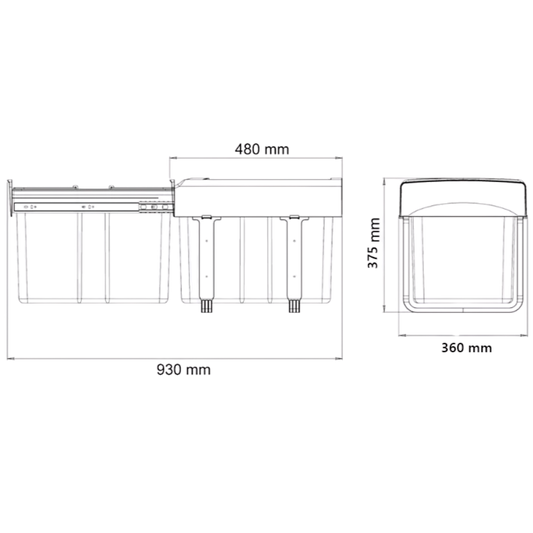 Cos de gunoi Mega 40 incorporabil, cu 1 compartiment x 34 litri