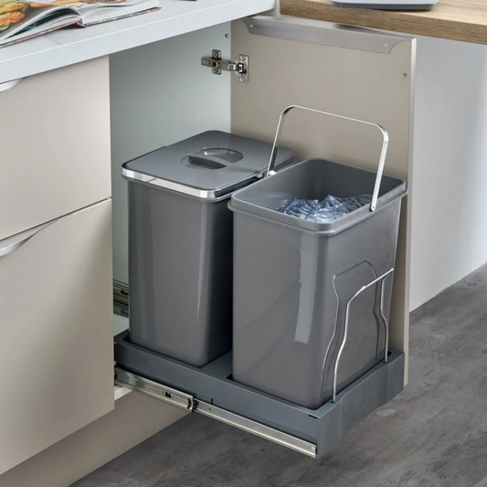Cos de gunoi incorporabil, Patty 45 Automatic, colectare selectiva cu 2 recipiente x 20 litri