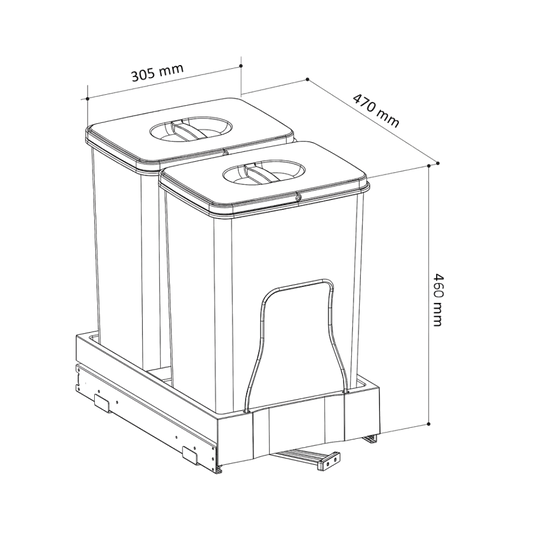 Cos de gunoi incorporabil, Patty 45 Automatic, colectare selectiva cu 2 recipiente x 20 litri