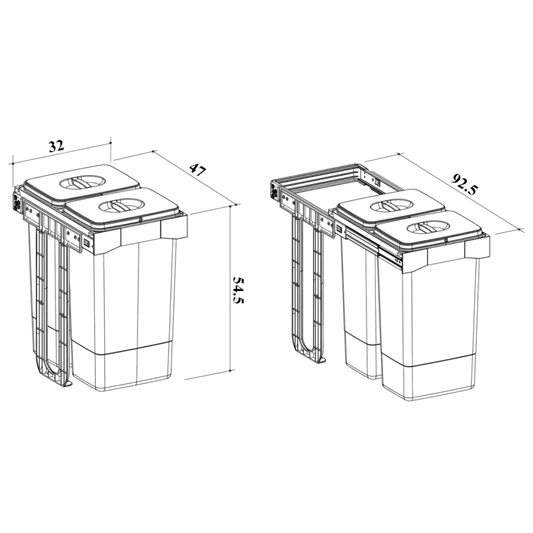 Cos de gunoi Free Jazz 40 incorporabil, colectare selectiva, 2 compartimente x 26 litri