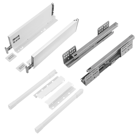 Sistem pentru sertar Teko Slim, metal, alb, 40 kg, 450 x 199 mm