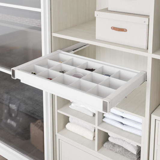 Sertar compartimentat cu amortizare, alb, 560–580 × 475 × 80 mm, pentru corp de 600 mm – Starax