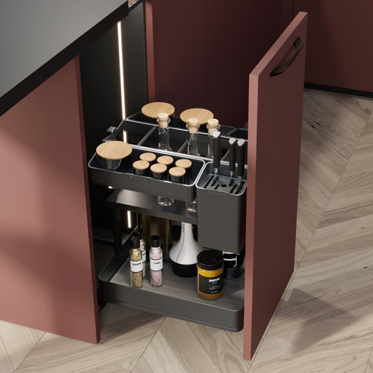 Cos Jolly și accesorii Harmony, 300 mm, H700 mm, extracție totala și amortizare, oțel și lemn