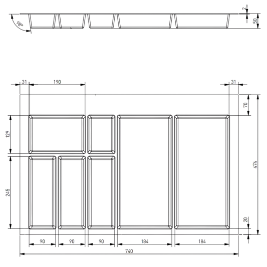 Suport organizare tacamuri Axispace, alb, pentru latime exterioara corp 800 mm, montabil in sertar de bucatarie