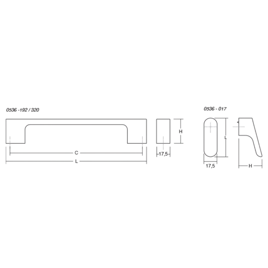 Mâner pentru mobilier, Luv, L:202