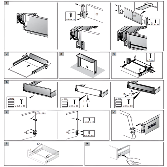 Sertar InnoTech Atira H176 / L350 mm, antracit – Hettich