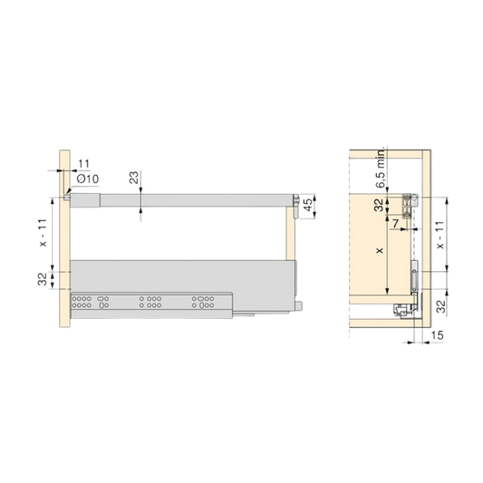 Set lonjeroane sertar Vertex 400 mm antracit