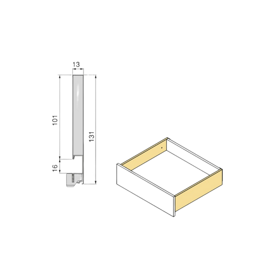 Sertar Vertex 500 mm, H93 mm, soft close, 3D, extragere totală 40kg alb
