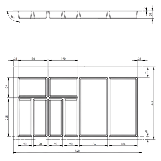 Suport organizare tacamuri Axispace, alb, pentru latime exterioara corp 900 mm, montabil in sertar de bucatarie