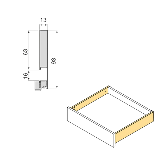 Sertar Vertex Push 400mm , H93mm, 3D, soft close, extragere totala, 40kg, antracit