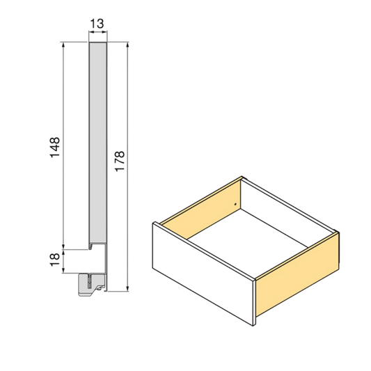 Sertar Vertex 450mm, H178mm, pal 18, 3D, soft close, extragere totala, 40kg, antracit