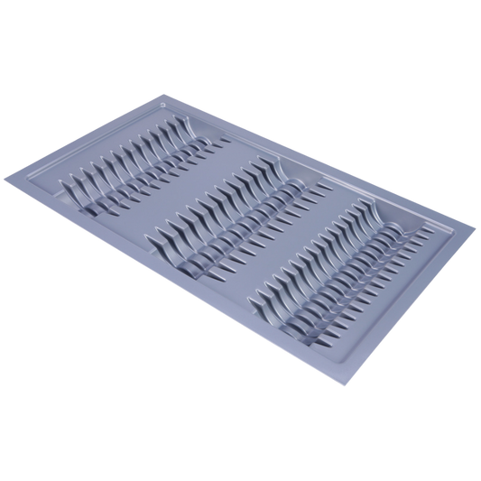 Organizator farfurii fixare în sertar mobilier, ajustabil pe adâncime 440-482 mm, plastic argintiu